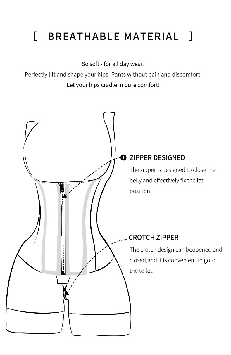 Women Colombian Body Shaper Belly Control Butt Lift Shaper Zipper Crotch