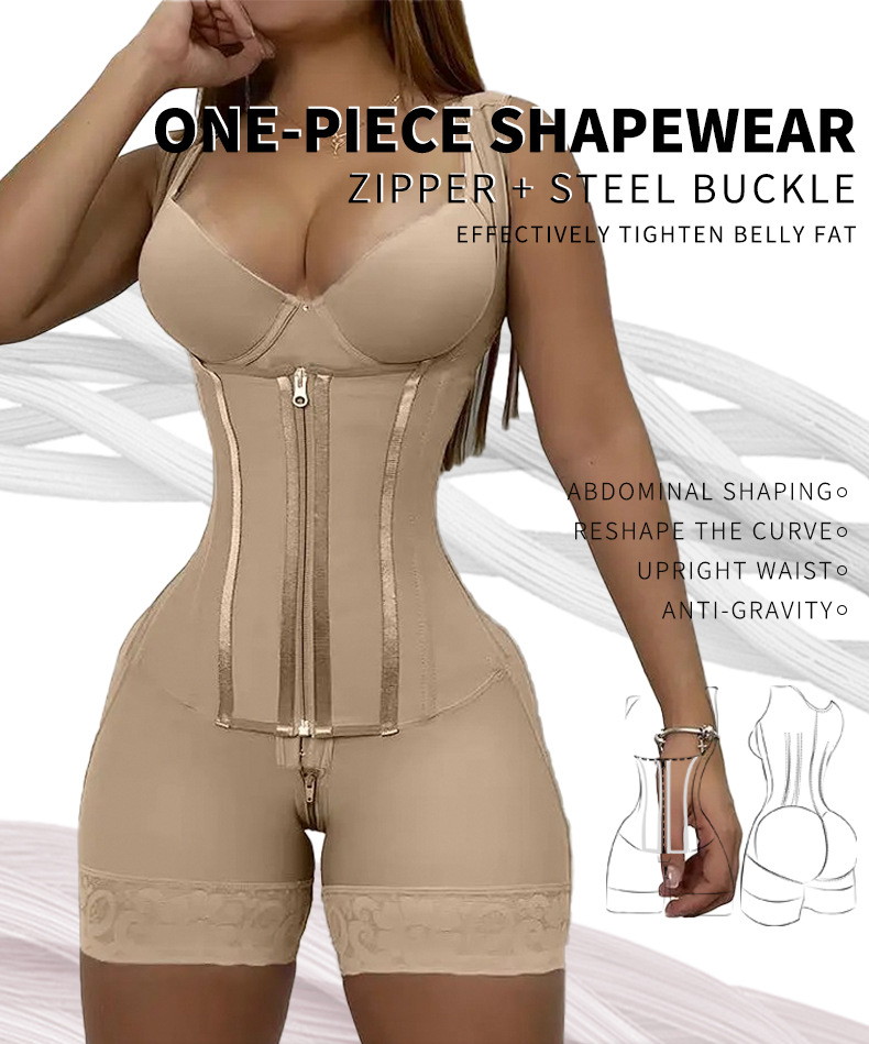Women Colombian Body Shaper Belly Control Butt Lift Shaper Zipper Crotch