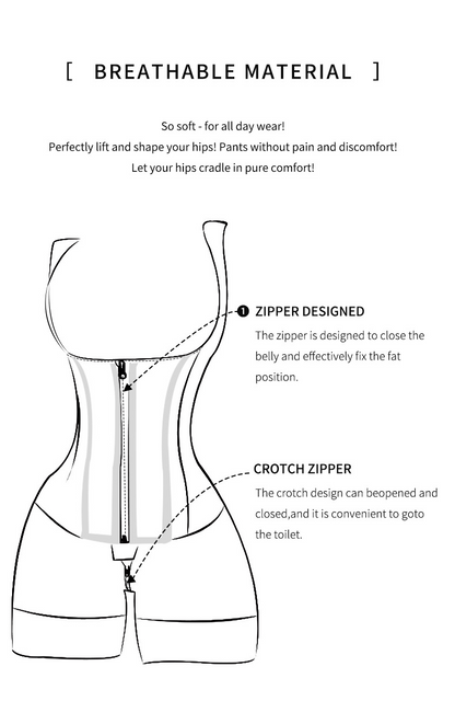 Women Colombian Body Shaper Belly Control Butt Lift Shaper Zipper Crotch