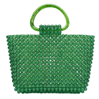 Woven bag acrylic jade handmade beads, travel handbagnufacturer