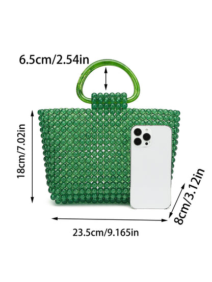 Woven bag acrylic jade handmade beads, travel handbagnufacturer