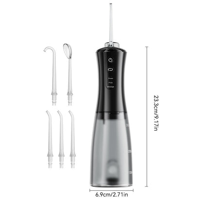 Adult water flosser, 2 positions, 12 modes, memory mode, IPX7 waterproof, 5 nozzles