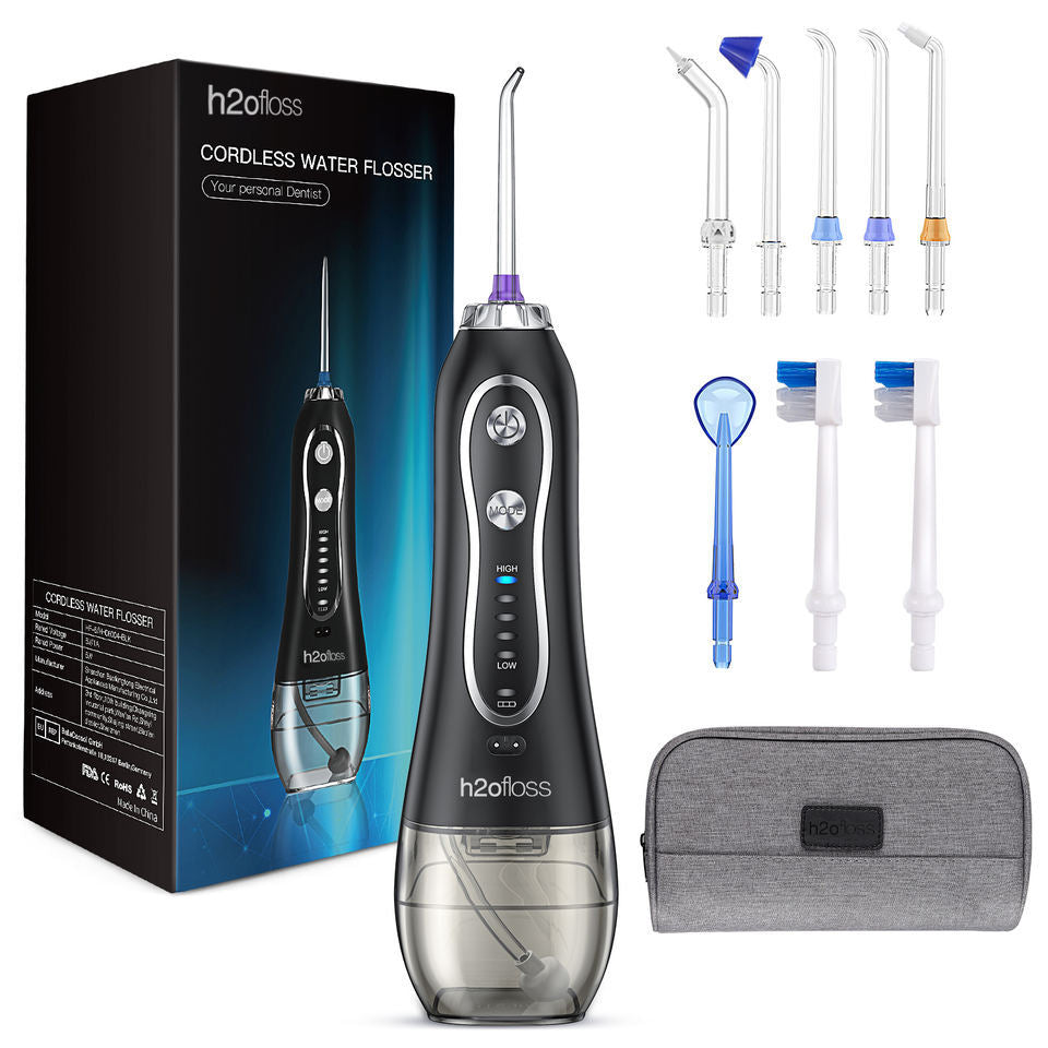 Water Flosser, Cordless Water Flosser, 5 Nozzles, 5 Modes, 300ml IPX7 Waterproof, Portable Rechargeable Oral Irrigator