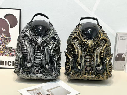 Men's personalized cobra-shaped backpack, funny mecha punk backpack