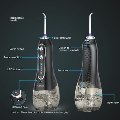 Water Flosser, Cordless Water Flosser, 5 Nozzles, 5 Modes, 300ml IPX7 Waterproof, Portable Rechargeable Oral Irrigator