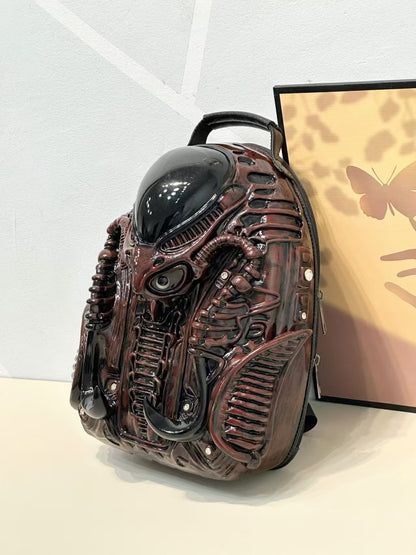 Men's personalized cobra-shaped backpack, funny mecha punk backpack