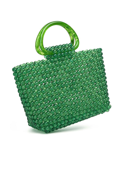 Woven bag acrylic jade handmade beads, travel handbagnufacturer