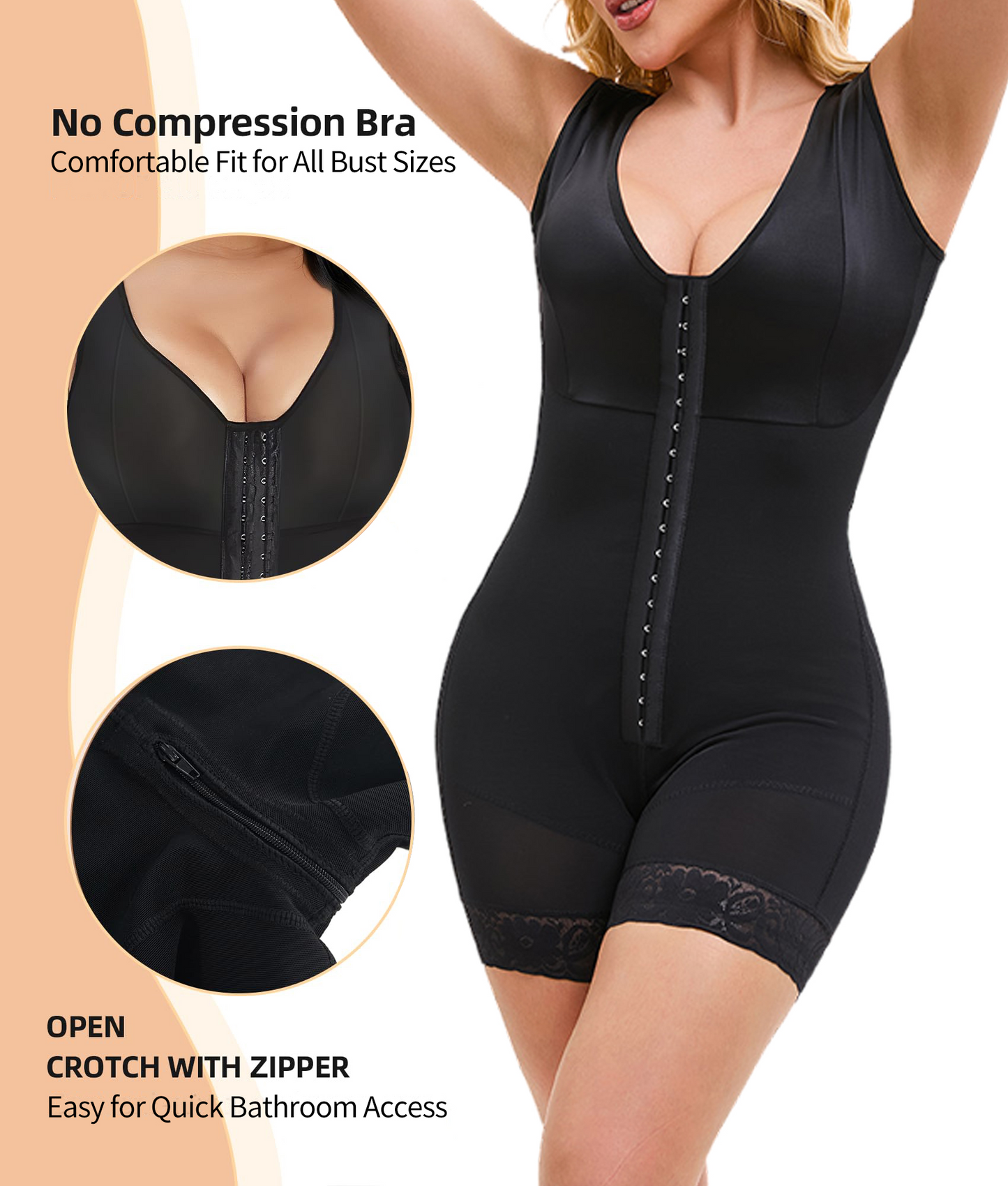 Fajas Colombianas Shapewear for Women Tummy Control Full Shapewear Butt Lifter with Zipper Crotch